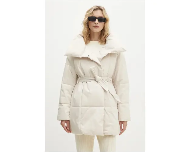 Answear Lab geaca femei, culoarea bej, de iarna, oversize