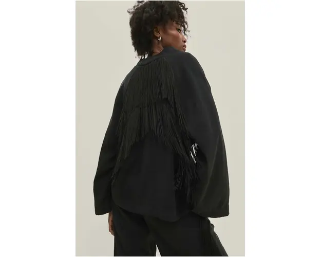 Answear Lab sacou culoarea negru, desfacut, neted