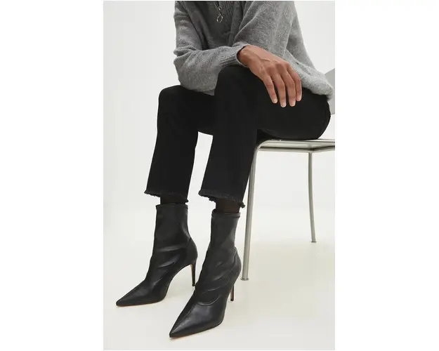 Answear Lab botine femei, culoarea negru, cu toc cui