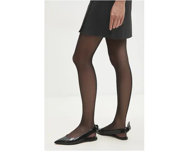 Answear Lab balerini de piele culoarea negru, cu toc deschis