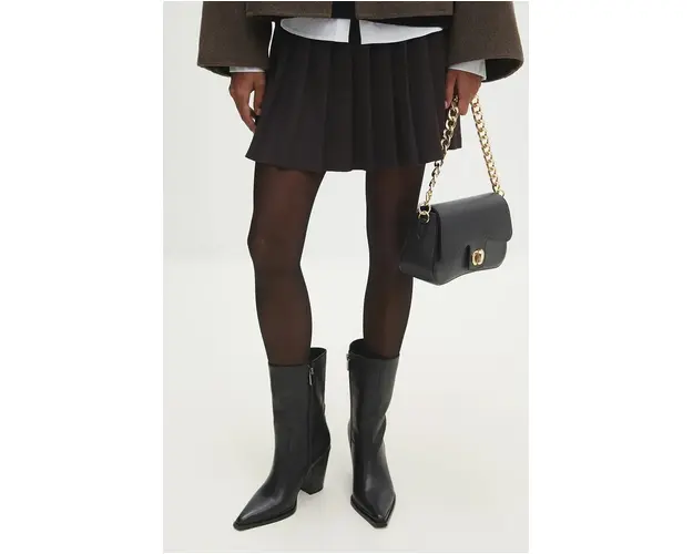Answear Lab cizme de piele femei, culoarea negru, cu toc drept, izolare usoara