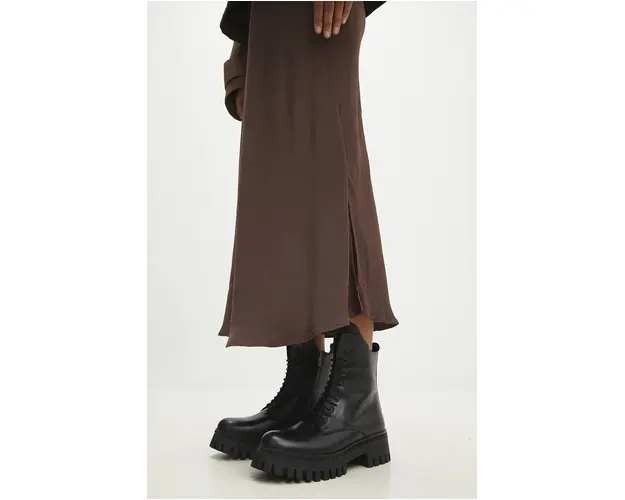 Answear Lab bocanci de piele femei, culoarea negru, cu platforma