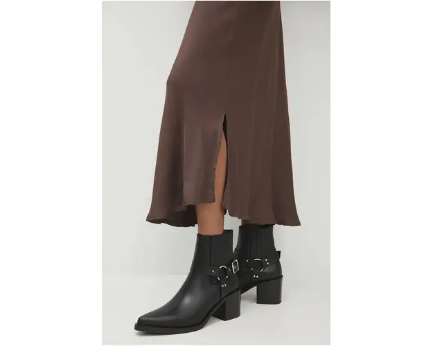 Answear Lab ghete chelsea de piele femei, culoarea negru, cu toc drept