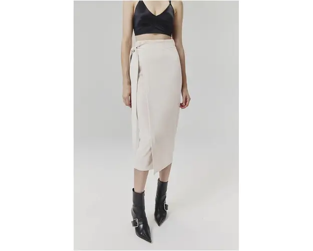 Answear Lab fusta culoarea bej, midi, drept