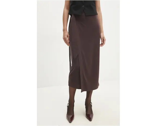Answear Lab fusta culoarea maro, midi, drept