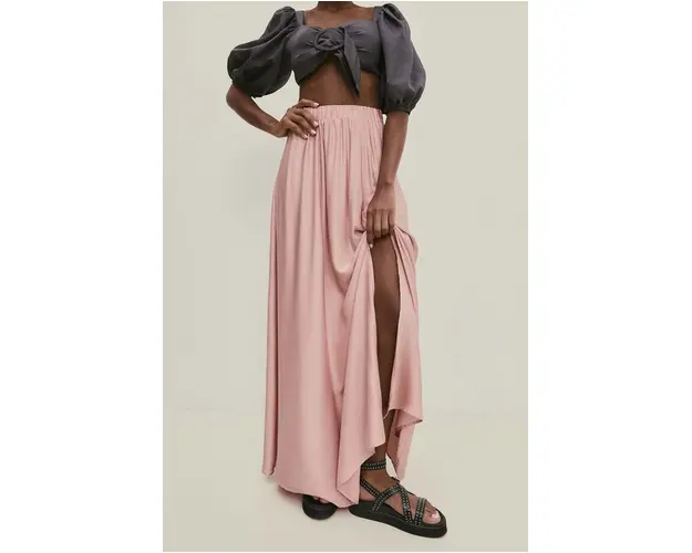 Answear Lab fusta culoarea roz, maxi, evazati