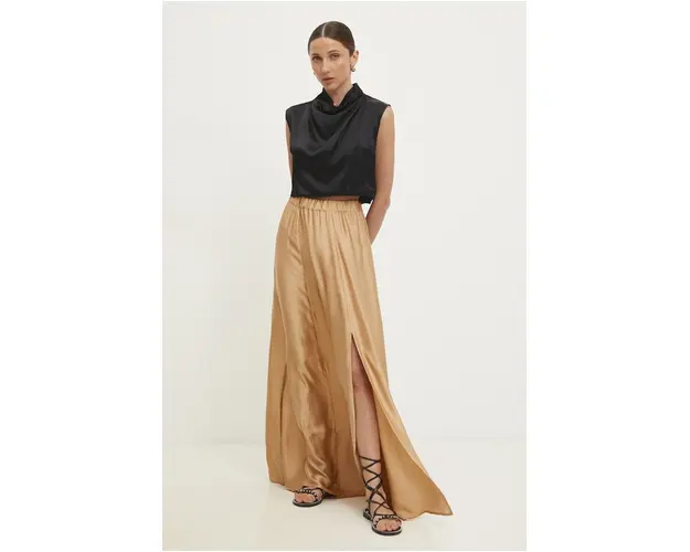 Answear Lab fusta culoarea auriu, maxi, evazati