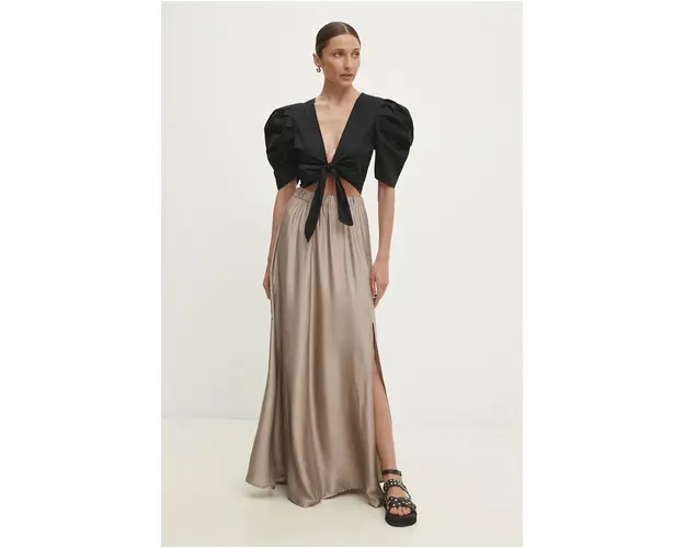 Answear Lab fusta culoarea argintiu, maxi, evazati