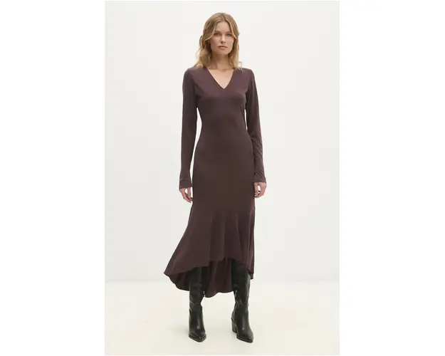 Answear Lab rochie culoarea maro, midi, evazati