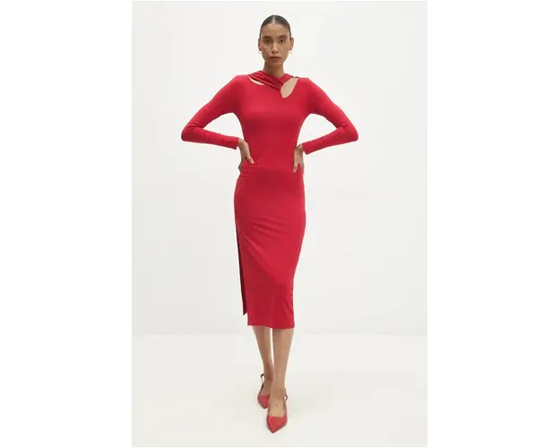 Answear Lab rochie culoarea rosu, midi, mulata