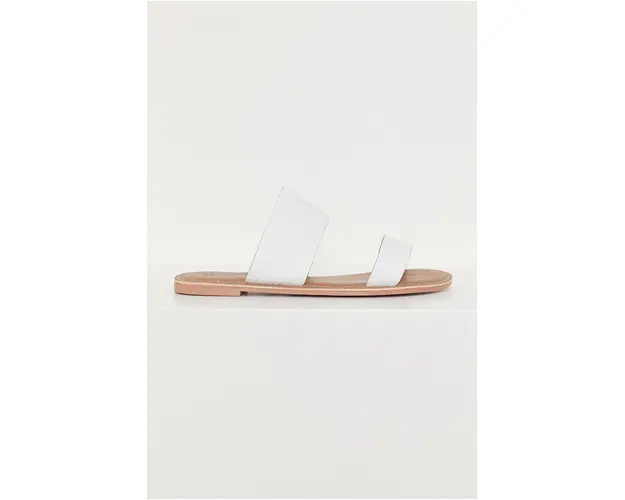 Answear Lab Slapi de piele femei, culoarea alb