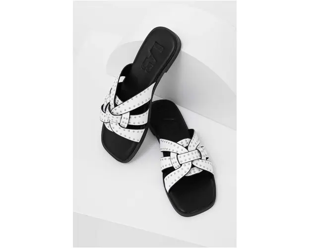 Answear Lab papuci x colectia limitata SISTERHOOD femei, culoarea alb