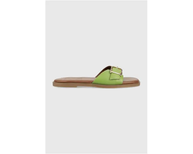 Answear Lab slapi de piele femei, culoarea verde