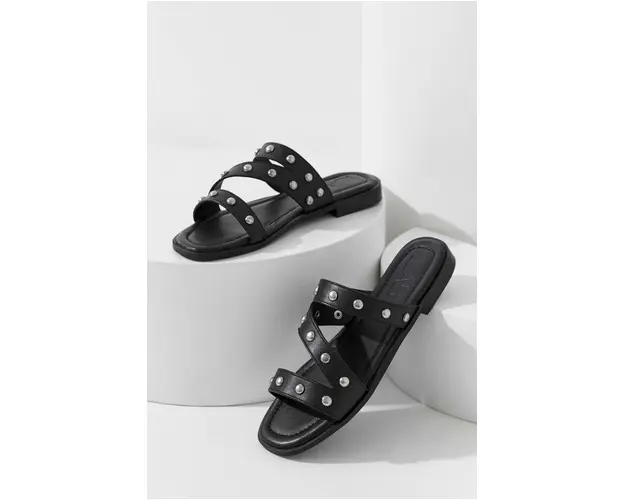 Answear Lab slapi de piele femei, culoarea negru