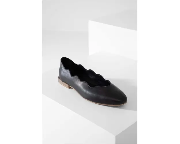 Answear Lab balerini de piele culoarea negru