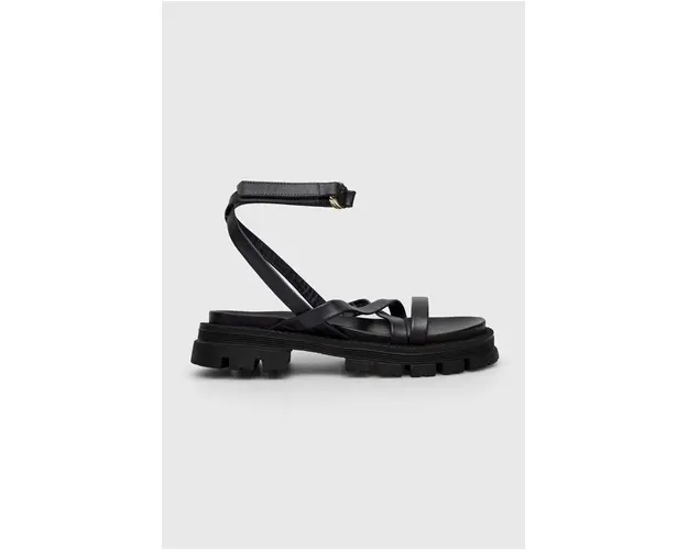 Answear Lab sandale de piele femei, culoarea negru, cu platforma