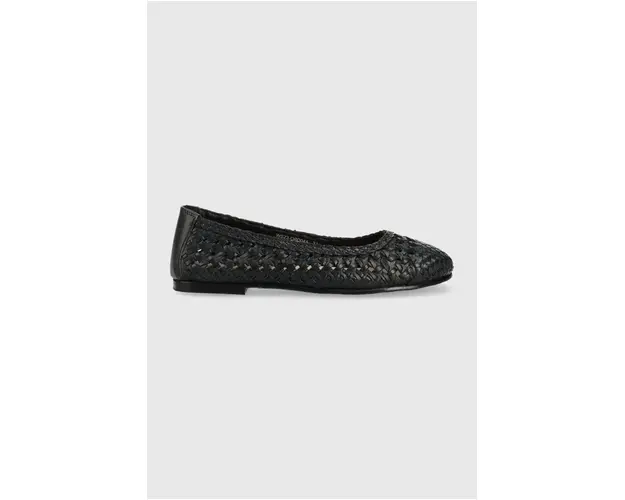 Answear Lab balerini de piele culoarea negru