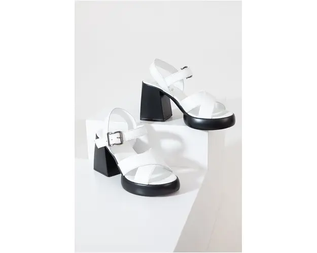 Answear Lab sandale de piele culoarea alb