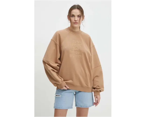 Answear Lab bluza femei, culoarea bej, cu imprimeu