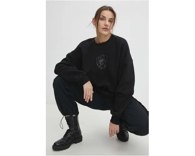 Answear Lab bluza femei, culoarea negru, cu imprimeu