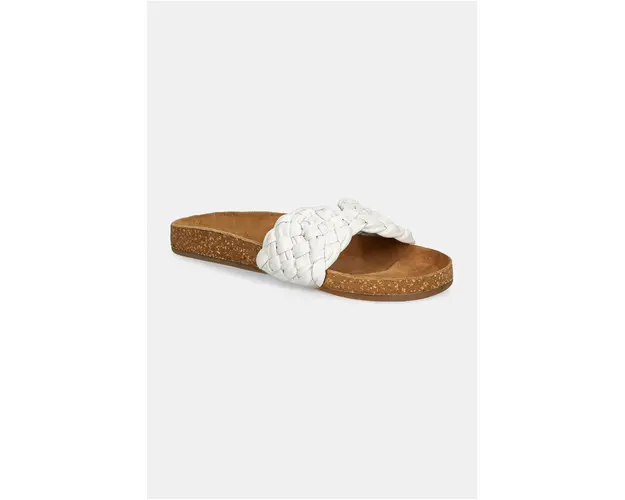 Answear Lab slapi de piele femei, culoarea alb