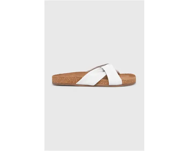 Answear Lab slapi de piele femei, culoarea alb