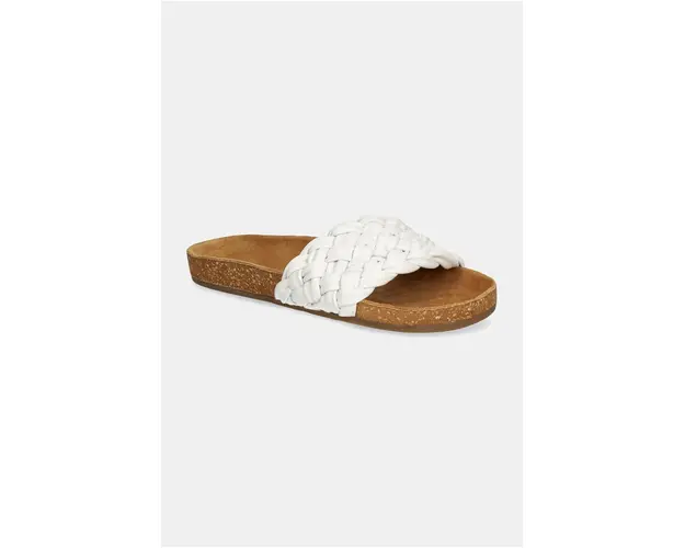 Answear Lab slapi de piele femei, culoarea alb
