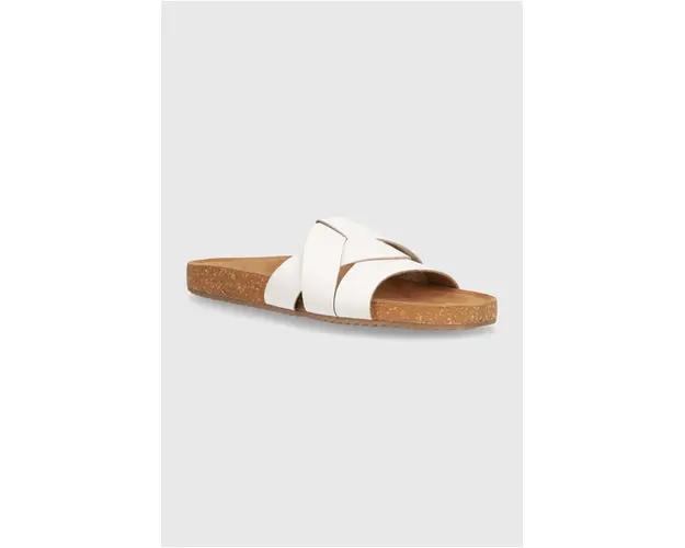 Answear Lab slapi de piele femei, culoarea alb