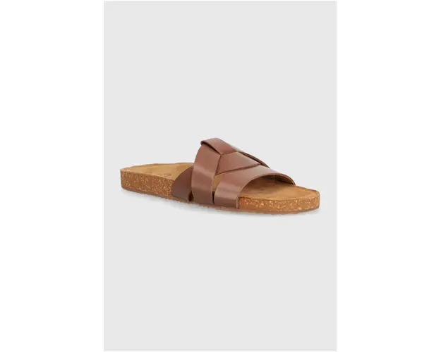 Answear Lab slapi de piele femei, culoarea maro