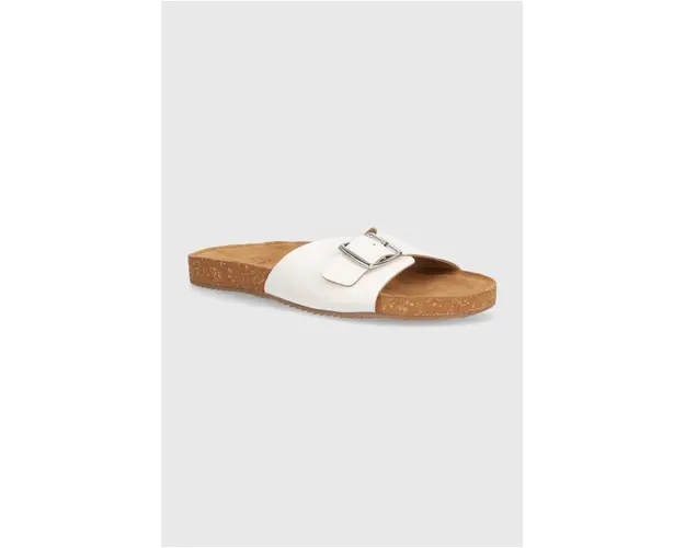 Answear Lab slapi de piele femei, culoarea alb