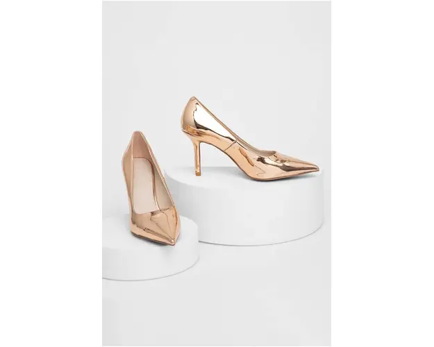 Answear Lab pantofi cu toc culoarea auriu