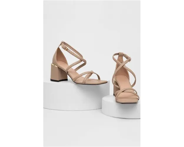 Answear Lab pantofi cu toc culoarea bej