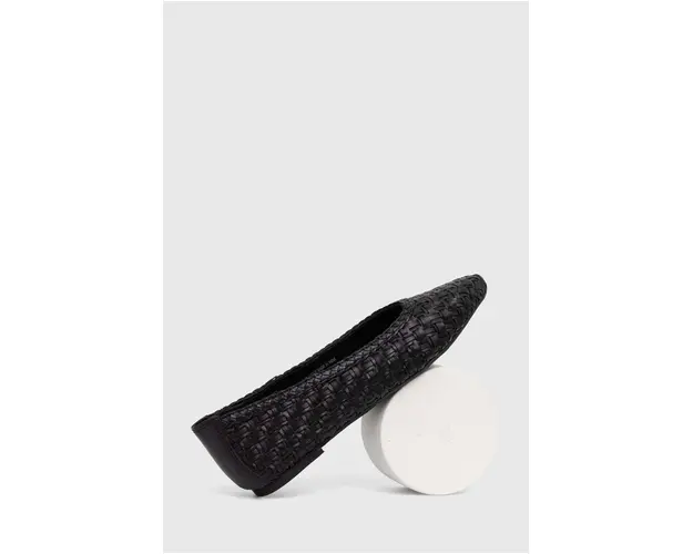Answear Lab balerini de piele culoarea negru