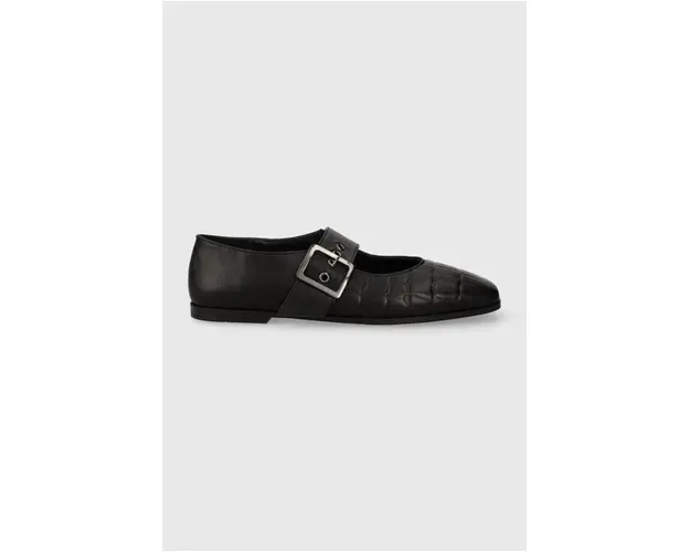 Answear Lab balerini de piele culoarea negru