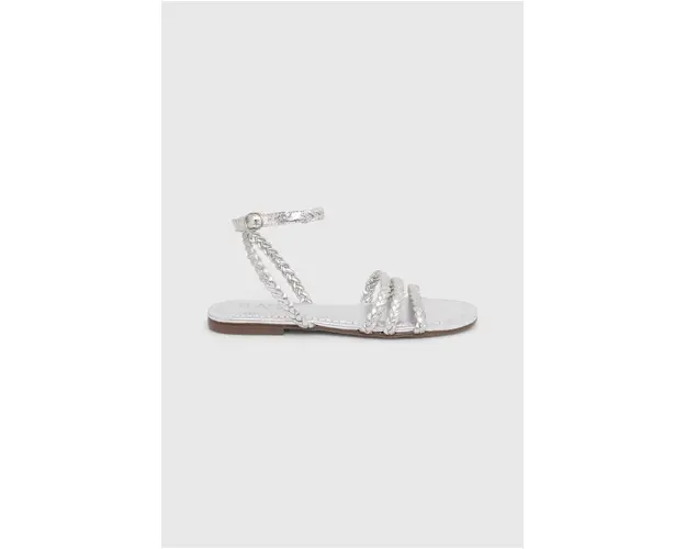 Answear Lab sandale de piele femei, culoarea argintiu