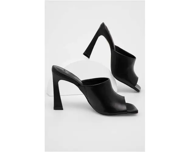 Answear Lab slapi de piele femei, culoarea negru, cu toc cui