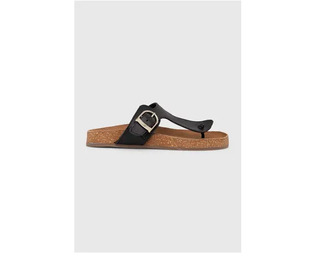 Answear Lab slapi de piele femei, culoarea negru, cu toc plat
