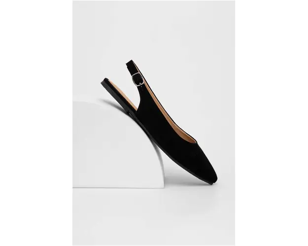 Answear Lab balerini din piele intoarsa culoarea negru, cu toc deschis