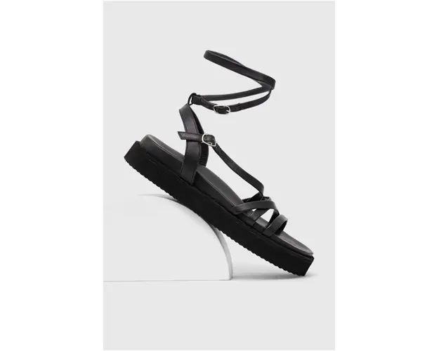 Answear Lab sandale de piele femei, culoarea negru, cu platforma
