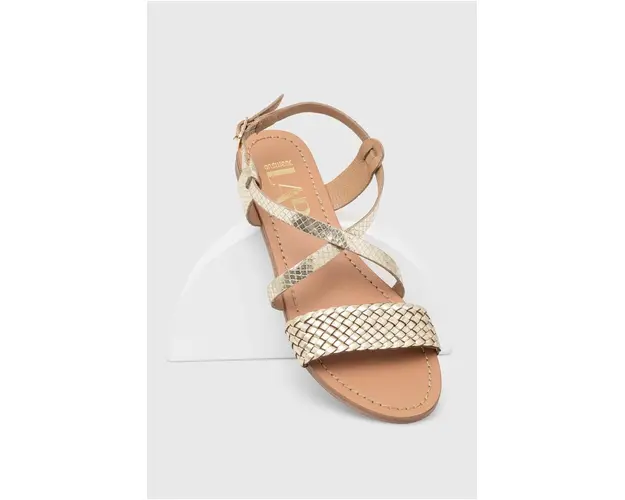 Answear Lab sandale de piele femei, culoarea auriu