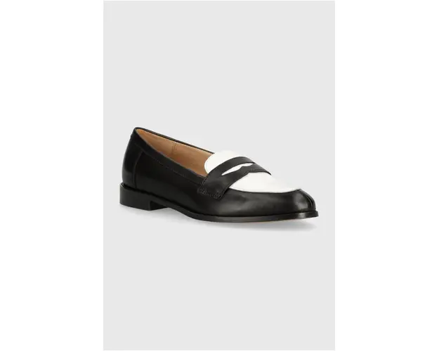 Answear Lab mocasini de piele femei, culoarea alb, cu toc plat