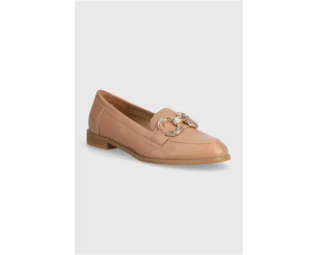 Answear Lab mocasini de piele femei, culoarea portocaliu, cu toc plat