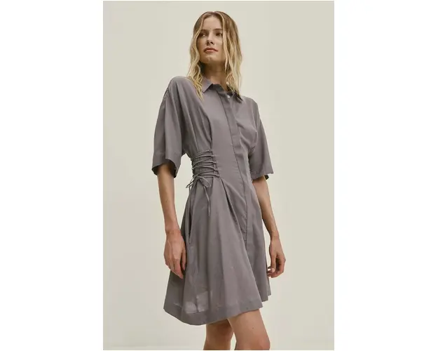 Answear Lab rochie din bumbac culoarea gri, mini, evazati
