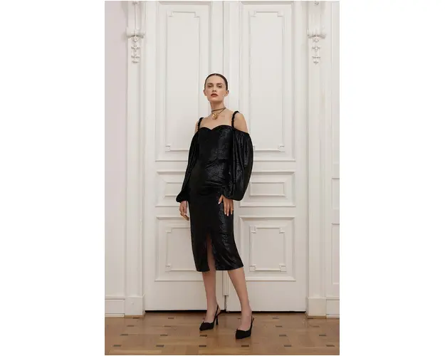 Answear Lab rochie de catifea culoarea negru, mini, mulata