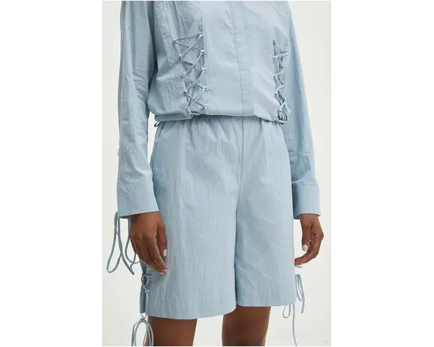 Answear Lab pantaloni scurti din bumbac neted, high waist