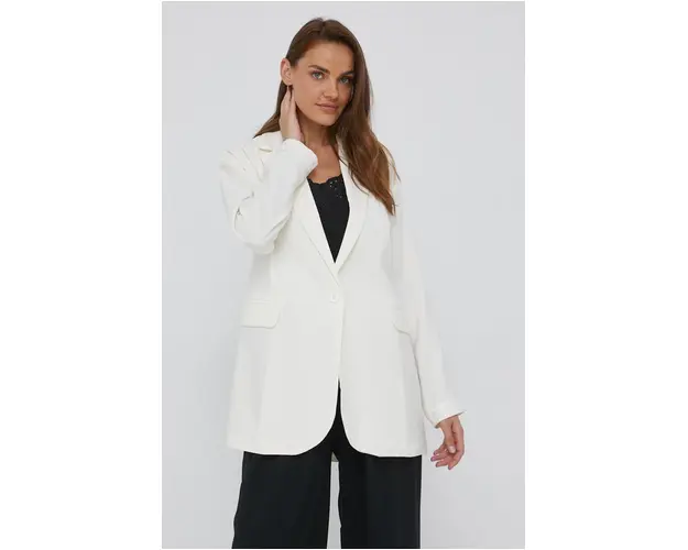 Answear Lab sacou culoarea bej, un singur rand de nasturi, neted