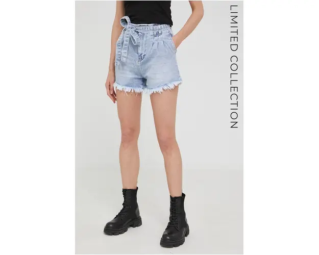 Answear Lab X limited festival collection BE BRAVE pantaloni scurti jeans femei, , high waist