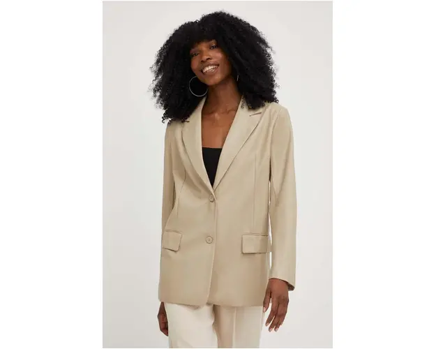 Answear Lab sacou culoarea bej, un singur rand de nasturi, neted