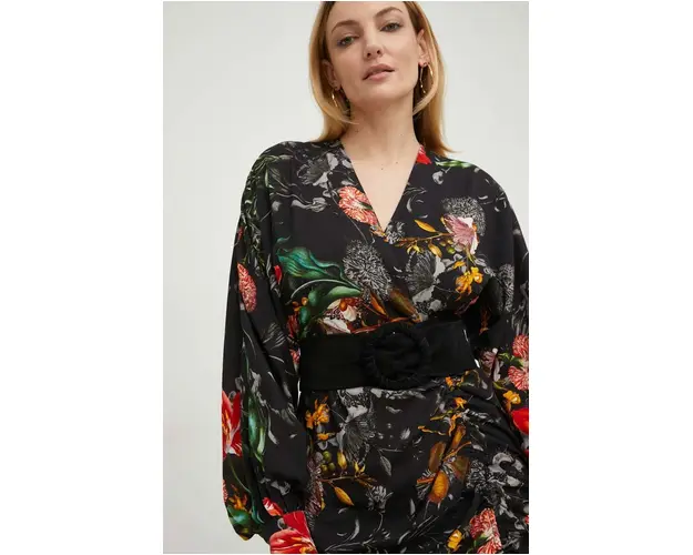 Answear Lab curea din piele intoarsa femei, culoarea negru