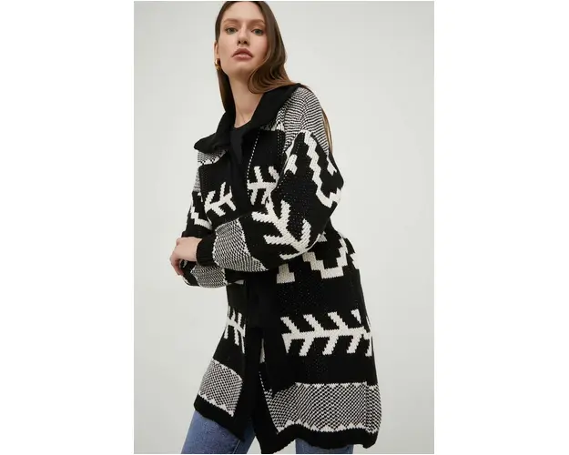 Answear Lab cardigan de lana femei, culoarea negru, calduros